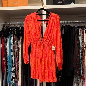 Free People Orange Long Sleeve Dress